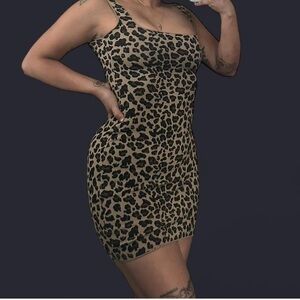 Zara Tan Asymmetrical Bodycon Dress Night Out